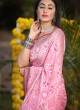 Pink Khadi Chiffon Saree For Wedding